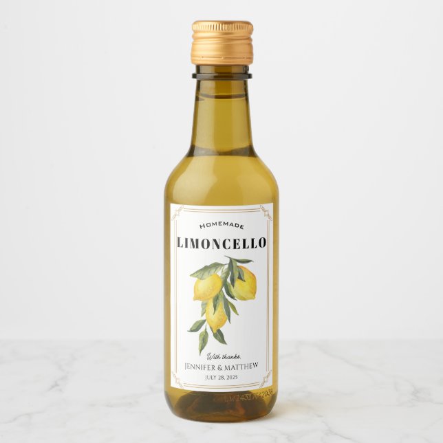 Citron Limoncello Tack Bröllopspresent  Vinetikett (Framsida)