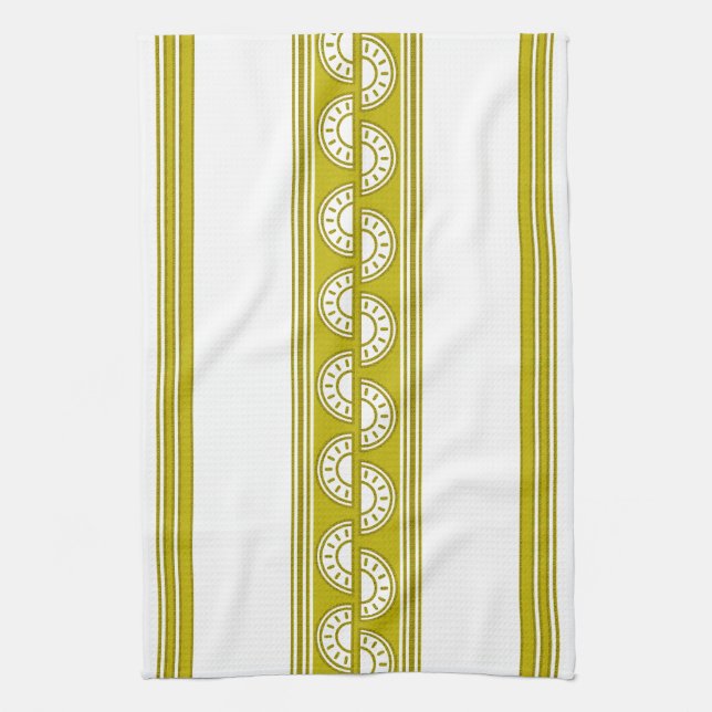Citron Lyx Jacquard Ränder Kökshandduk (Vertikal)