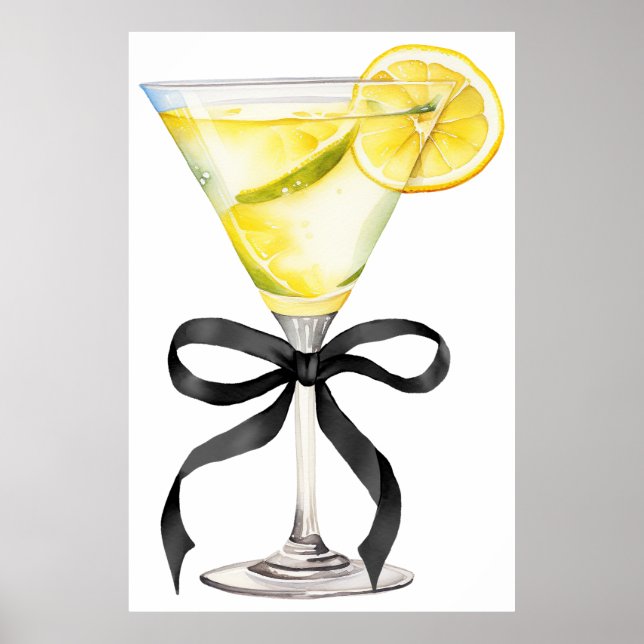 Citron Martini Limoncello Cocktail Bröllopsfest fö Poster (Framsidan)