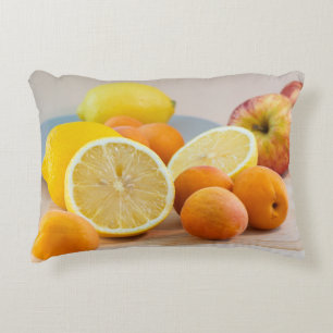 Citron Med Aprikoser Och Äpplen Matfotografering Prydnadskudde