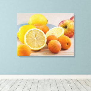 Citron Med Aprikoser Och Äpplen Matfotografi Canvastryck