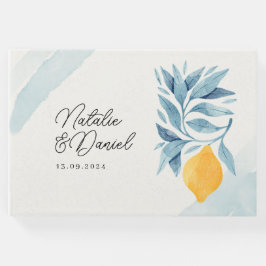 Citron med blå blad botanisk illustration gästböcker