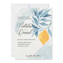 Citron med blå blad botanisk illustration