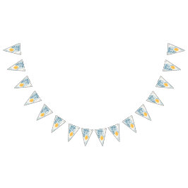 Citron med blå blad botanisk illustration vimplar