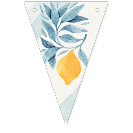 Citron med blå blad botanisk illustration vimplar