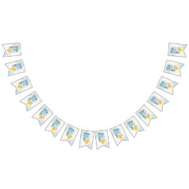 Citron med blå blad botanisk illustration vimplar