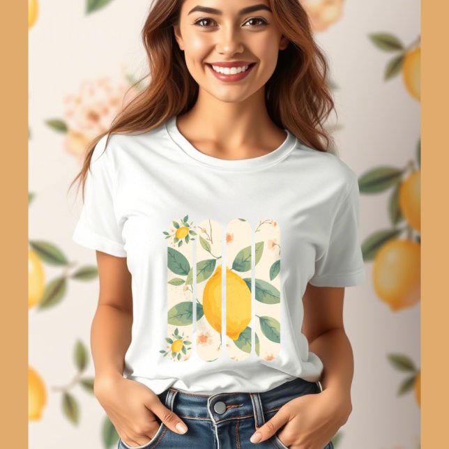 citron med grönt löv botaniska frukter t shirt (Skapare uppladdad)