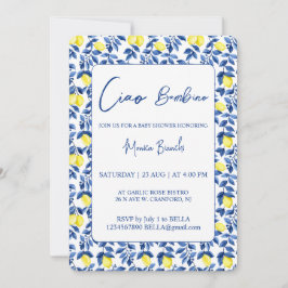 Citron Medelhavet Baby Shower Inbjudningar