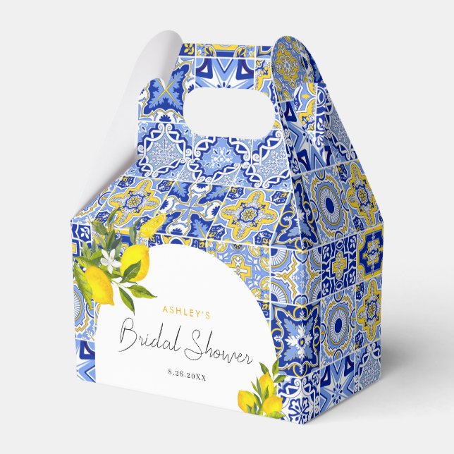 Citron Medelhavet Boho Valvbåge Bröllopsdusch Presentaskar (Framsidan Sidan)