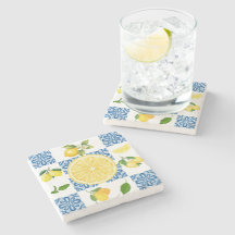 Citron Medelhavet Fransk Landstil Kakel Mönster