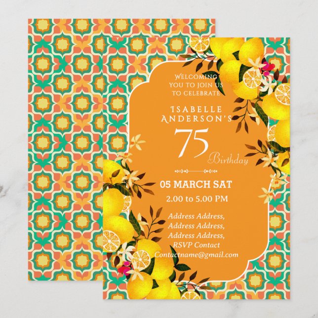 Citron Medelhavet Orange 75:e inbjudan (Fram/baksida)