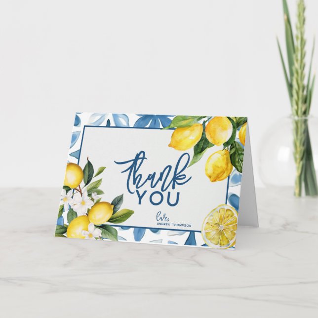 Citron Medelhavsplattor Bröllopsdusch  Tack Kort (Framsida)