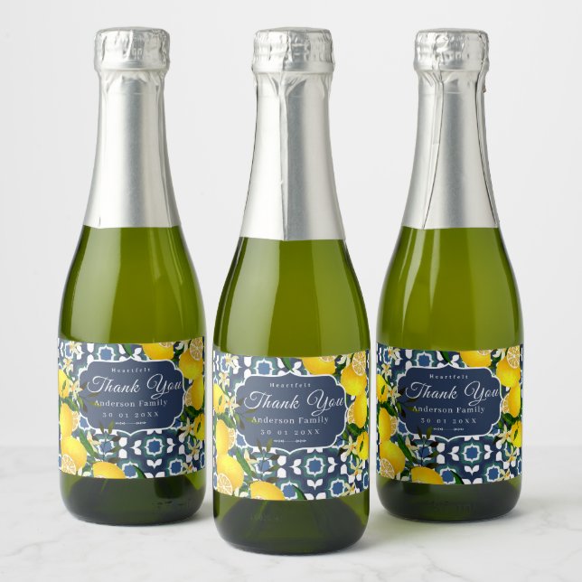 Citron Medelhavsplattor  Marinblå Vit (Flaskor)