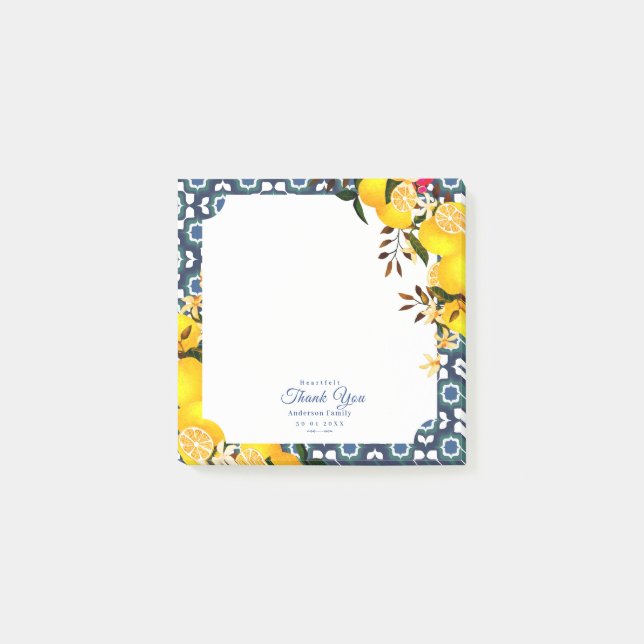 Citron Medelhavsplattor Navy Post-it Block (Framsida)
