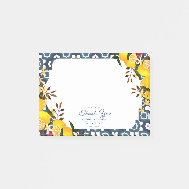 Citron Medelhavsplattor Navy Post-it Block (Framsida)