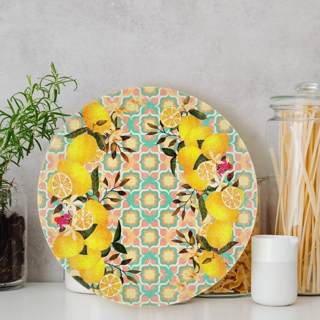 Citron Medelhavsplattor Orange (Lemon Mediterranean Tiles Orange Cutting Board)