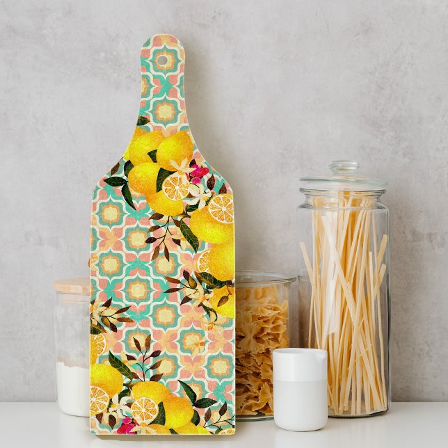 Citron Medelhavsplattor Orange (Lemon Mediterranean Tiles Orange Cutting Board)