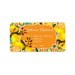 Citron Medelhavsplattor Orange Adressetikett