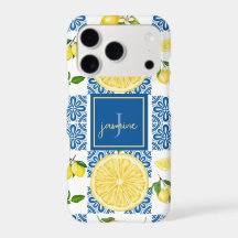 Citron Monogram Namn Fransk Lantlig Kakel Mönster