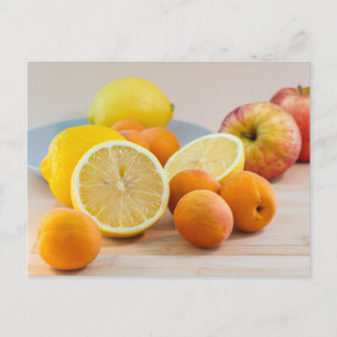 Citron Och Aprikoser Matfotografering Stilleben Vykort