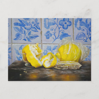 Citron och Azulejos — Klassisk blå och gul stilleb Vykort