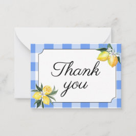Citron- och blå Gingham Tack-kort Anteckningskort