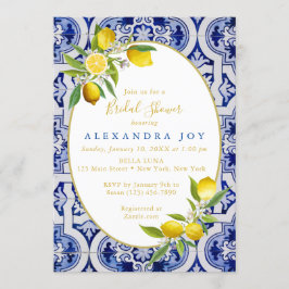 Citron och blå spansk kakel inbjudan