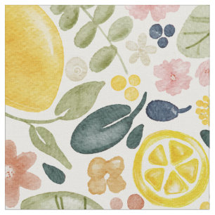 Citron och blommigt botaniska tyg