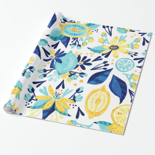 Citron och blommor presentpapper