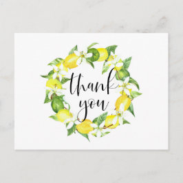 Citron och citronblomsterkrans sommar tack vykort