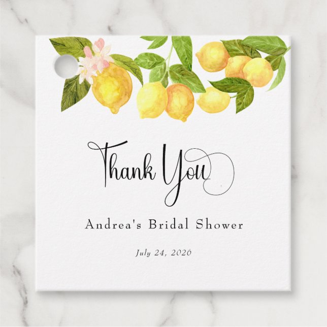 Citron och grönska | Bröllopsfest Tack Gåvor Etiketter (Framsida)