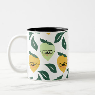 Citron och Lime Citrus Tecknad Illustration Två-Tonad Mugg