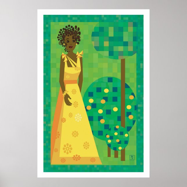 Citron och lime - flicka i en trädgård poster (Framsidan)