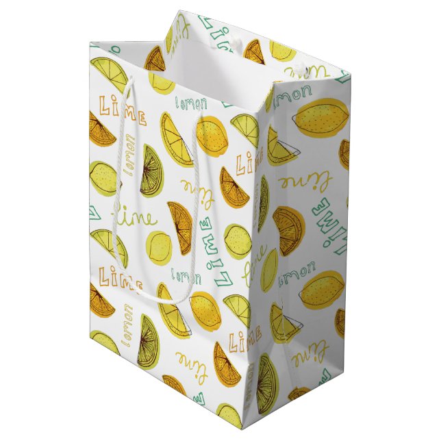 Citron och Lime Frukt Mönster (Framsidan Vinklad)