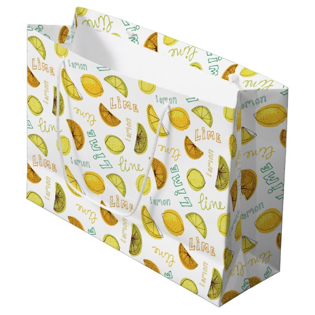 Citron och Lime Frukt Mönster (Framsidan Vinklad)