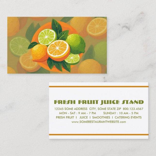 citron och lime fruktjuice stånd lojalitetskort (Fram/baksida)