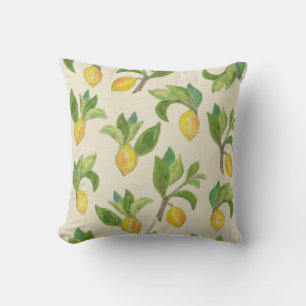 Citron- och lövdekorativ kudde