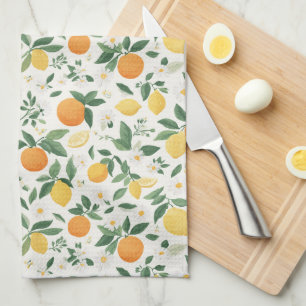 Citron Och Orange Citrusmönster Kökshandduk