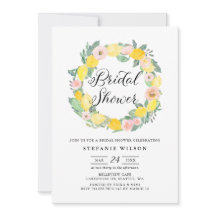 Citron och rosa rosenkrans bröllopsfestinbjudan