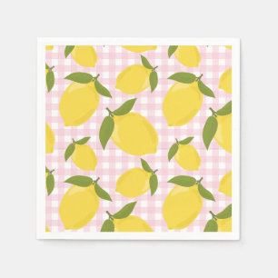 Citron och rosa rutigt pappersservett