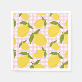 Citron och rosa rutigt pappersservett