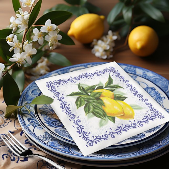 Citron och Toile Filigree Europeisk Elegans Pappersservett (Skapare uppladdad)