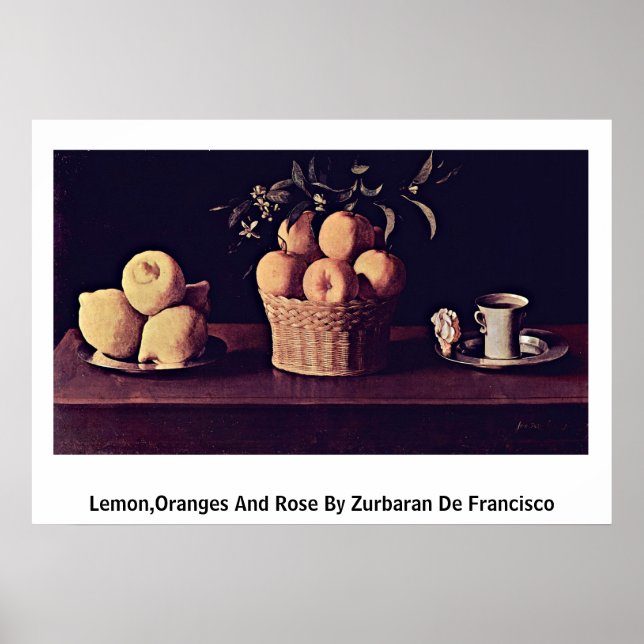 Citron, Orangar och Ro av Zurbaran de Francisco Poster (Framsidan)