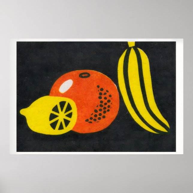 Citron, Orange Banane - Tändsticksask Tryck - Este (Framsidan)