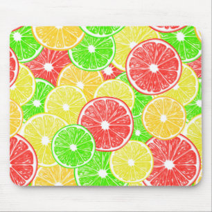 Citron, orange, grapefrukt och kalkskivor mönster musmatta