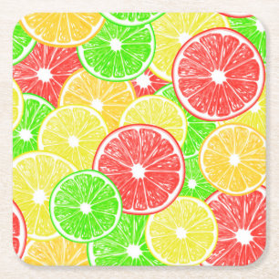 Citron, orange, grapefrukt och kalkskivor mönster underlägg papper kvadrat