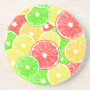 Citron, orange, grapefrukt och kalkskivor mönster underlägg sandsten