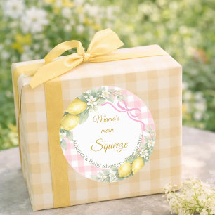 Citron rosa gingham mammas stora kärlek Baby Showe Runt Klistermärke
