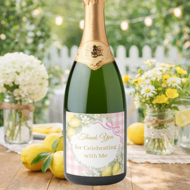 Citron rosa gingham Tack Bröllopsdusch (Skapare uppladdad)