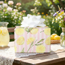 Citron rosa randigt presentpapper
